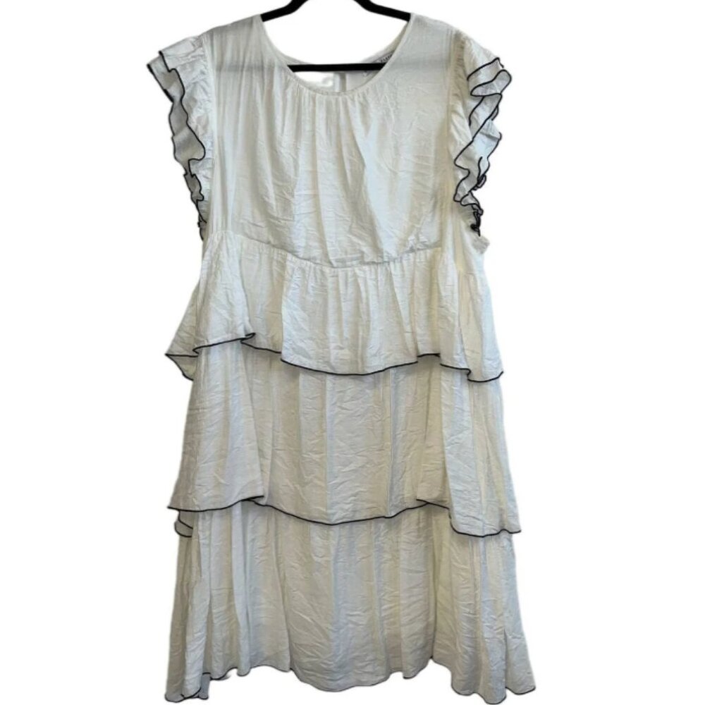 Everly Gray Short Sleeve Crew Neck Shift Dress with Pockets Sz. Small